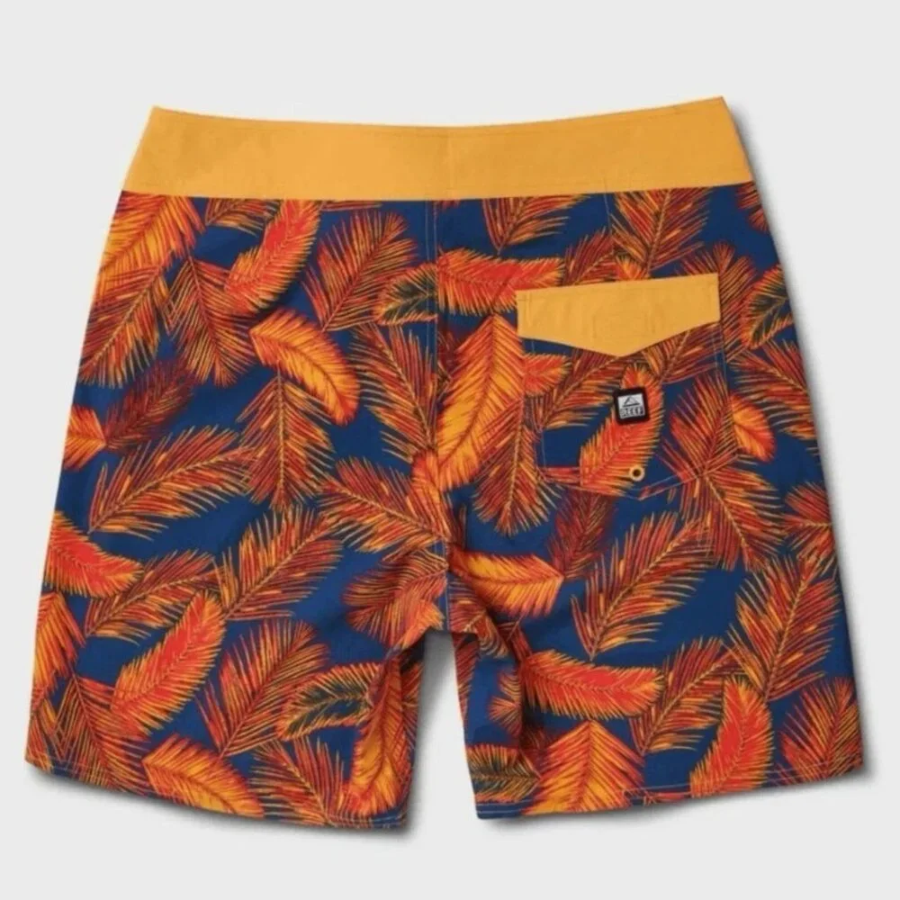 NWT Reef Harrison Board Shorts 38 Palm Print Surf Insignia Blue Swim Shorts